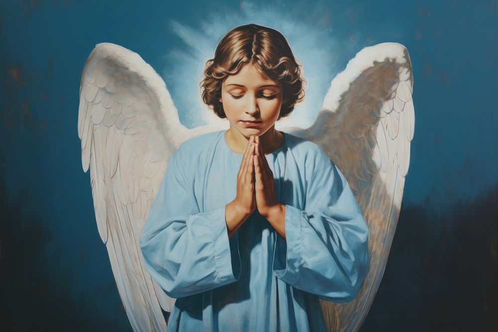 Angel painting praying adult.