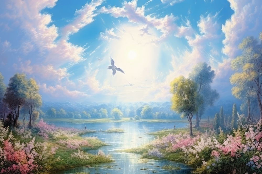 Heaven painting landscape sunlight.