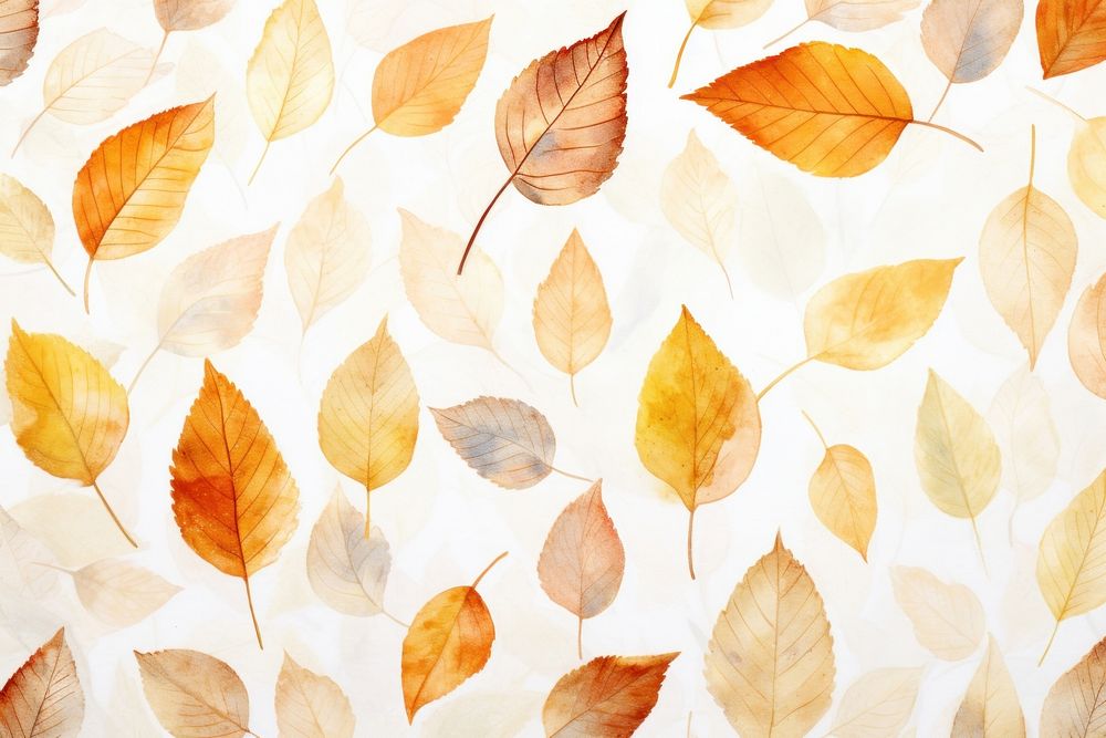 Watercolor autumn leaf pattern backgrounds plant repetition.