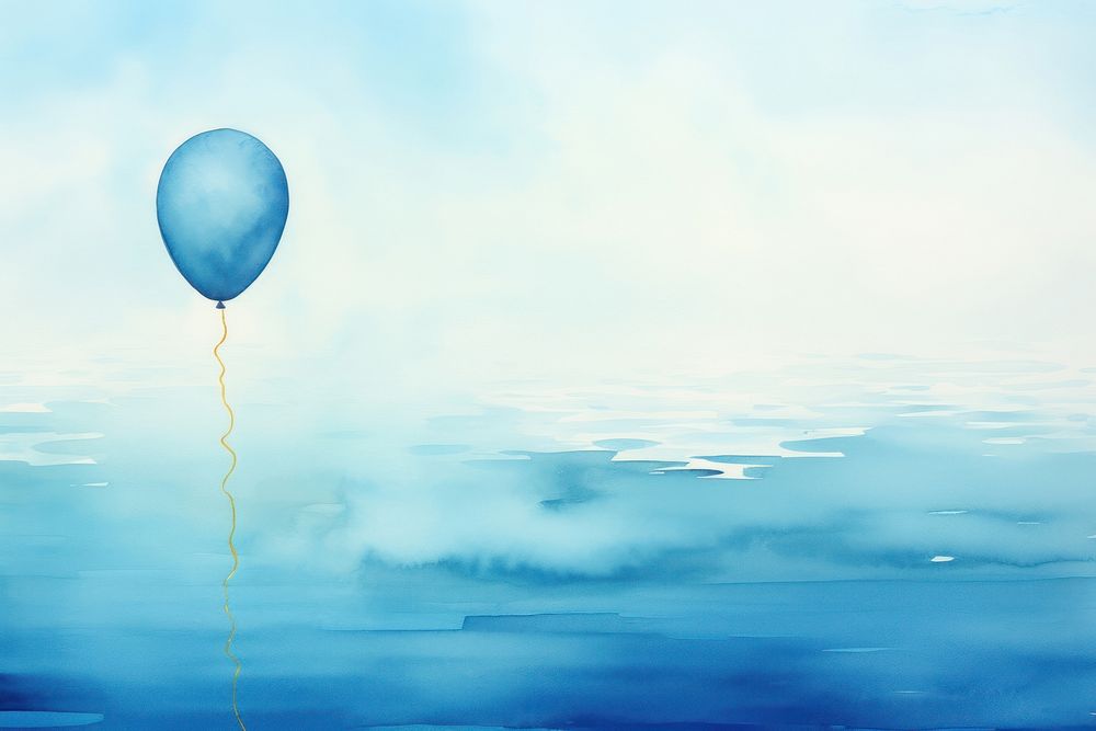 Watercolor balloon watery outdoors nature tranquility.