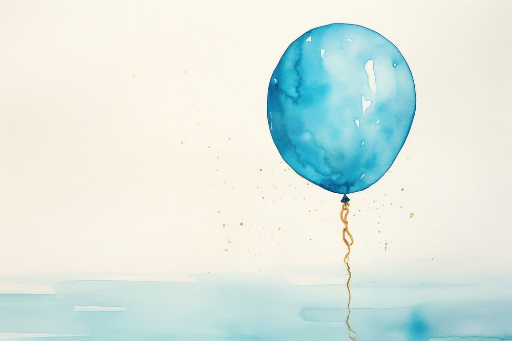 Watercolor balloon watery celebration anniversary turquoise.
