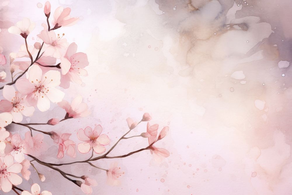 Watercolor cherry blossom backgrounds flower plant.