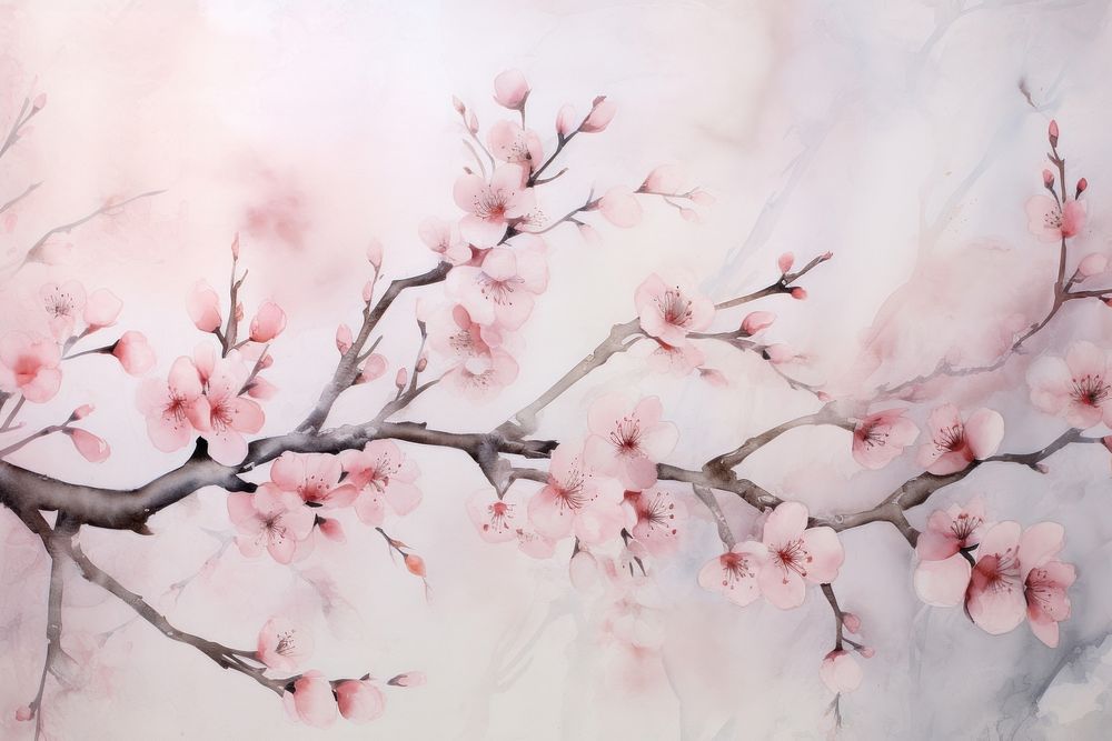 Watercolor cherry blossom backgrounds painting flower.