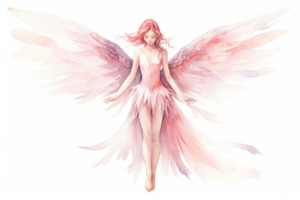 Fairy angel adult white background representation.