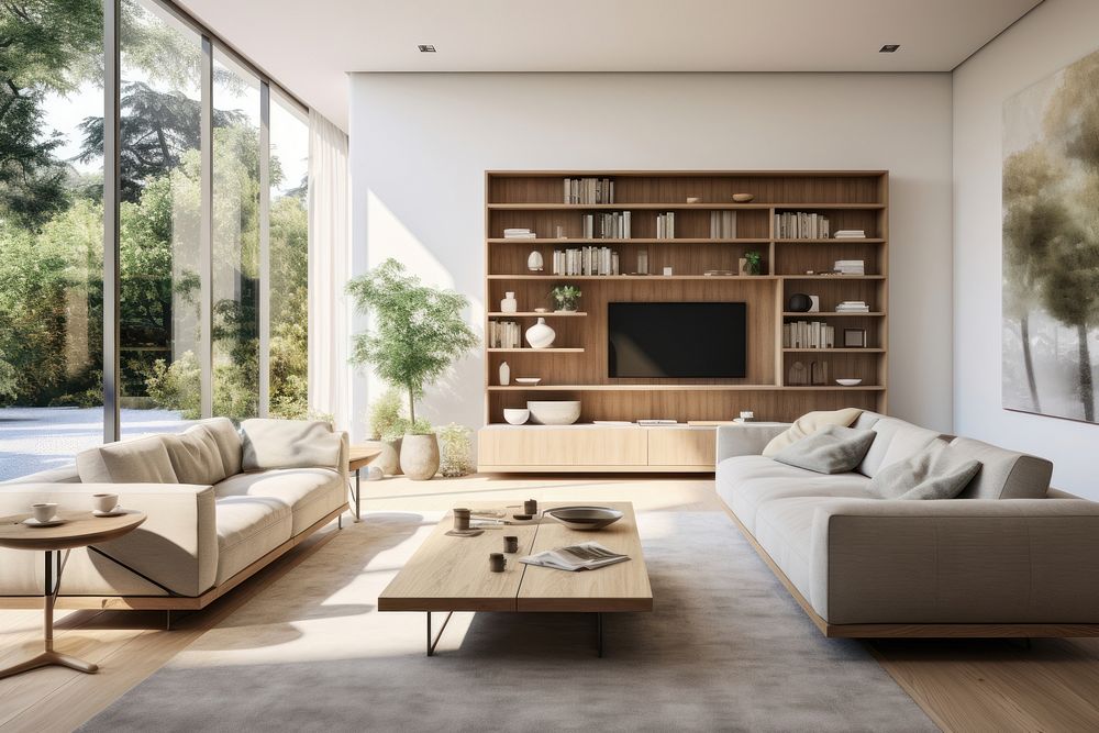 Modern living room furniture architecture building.