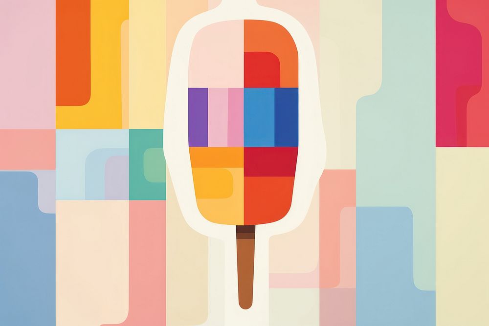 Cubism ice cream Painting dessert variation lollipop.