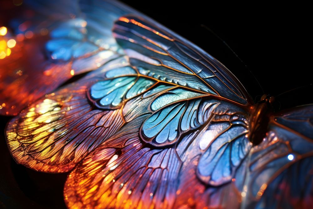 A butterfly wing with colorful pattern animal insect.
