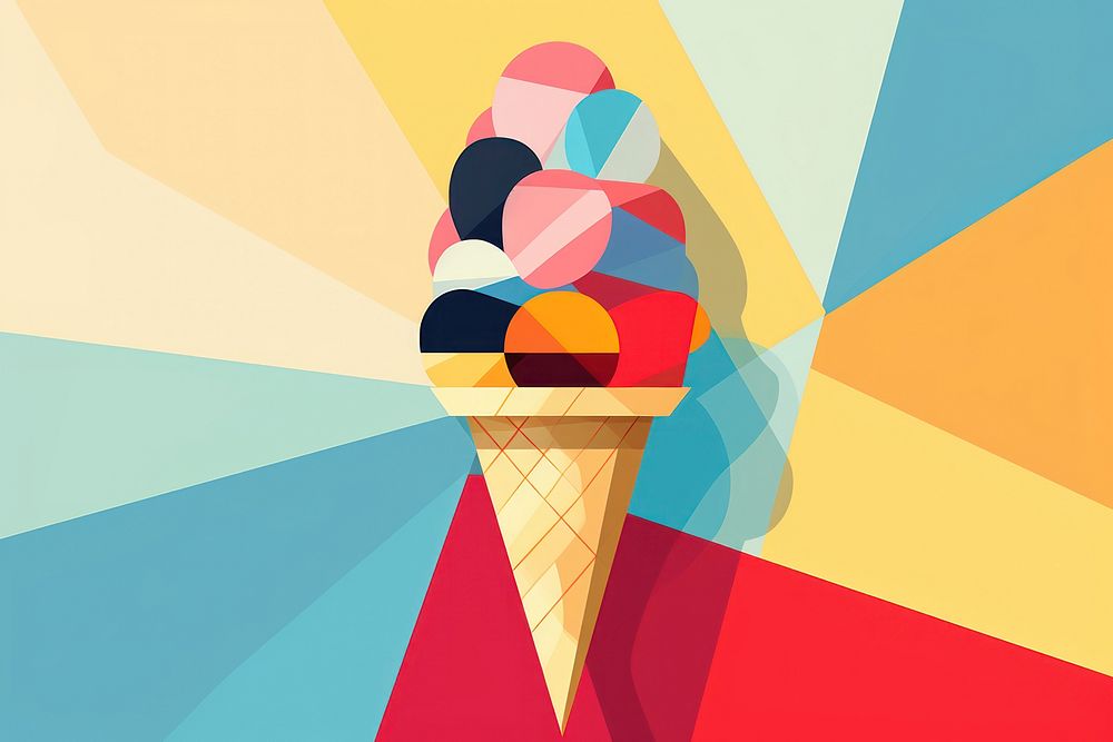 Geometric ice cream dessert shape creativity.