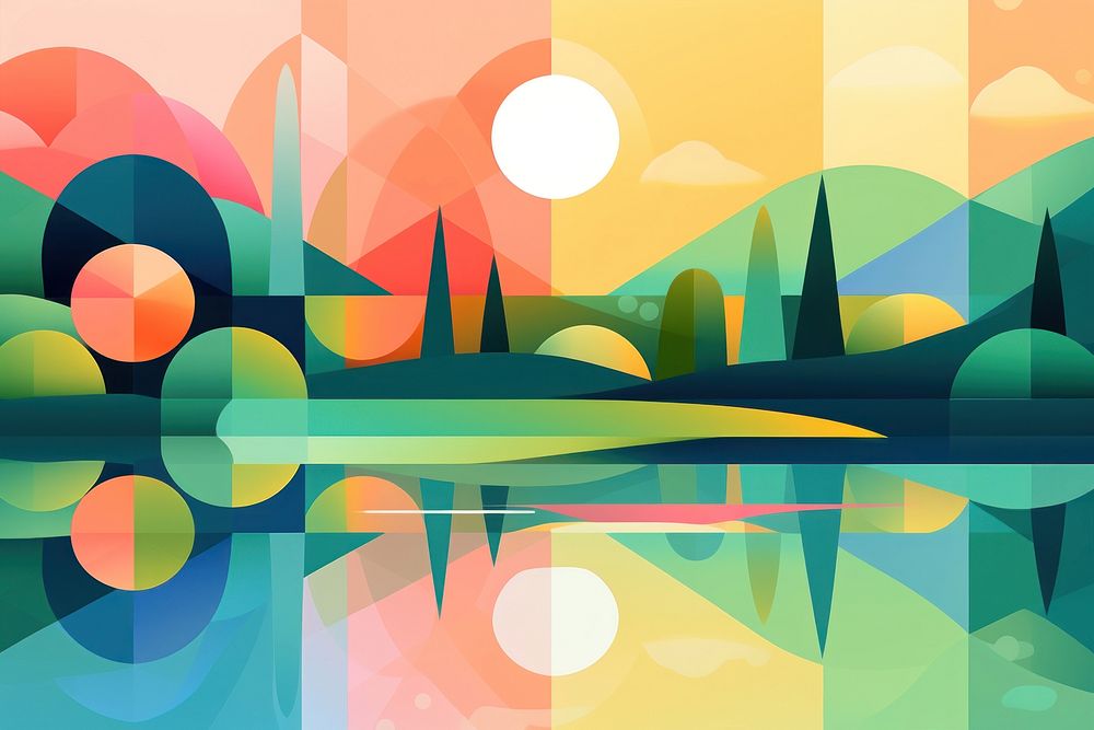 Geometric lake backgrounds painting outdoors.