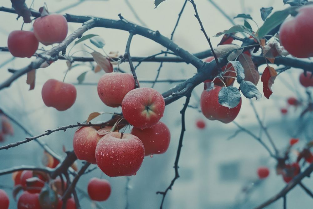 Apple tree branch plant fruit food.