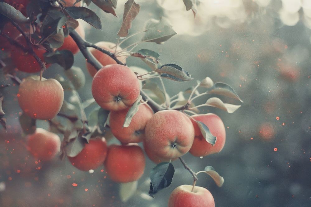 Apple tree branch plant fruit food.