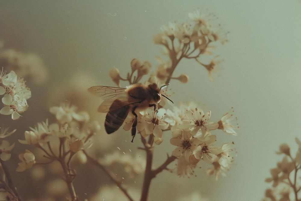 Bee flower blossom animal.