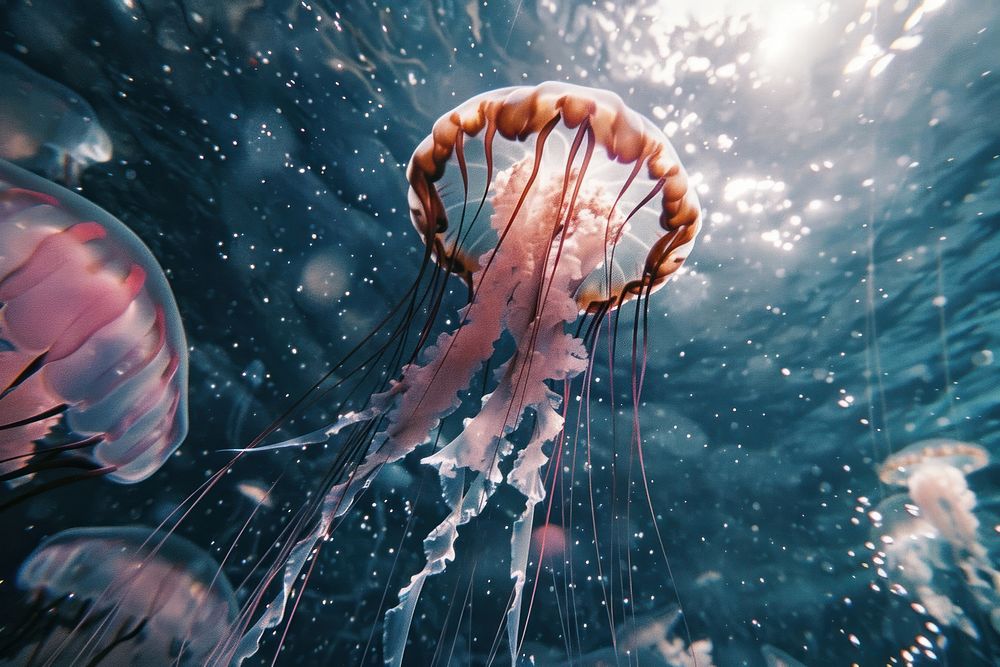 Jellyfish invertebrate underwater parachute.