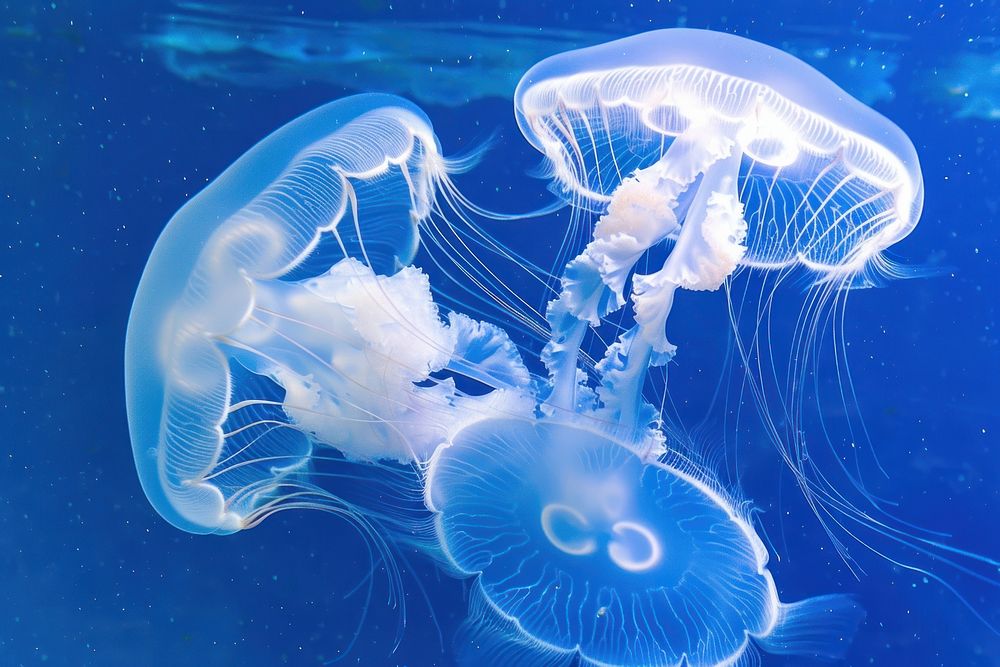 Moon jellyfish animal invertebrate translucent.