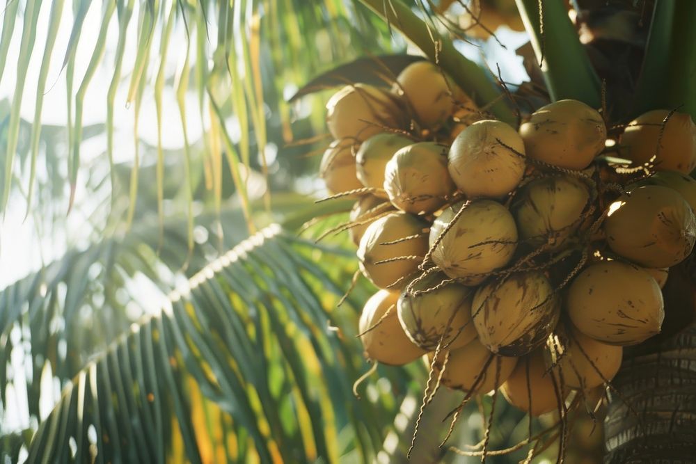 Coconut tree plant fruit food.