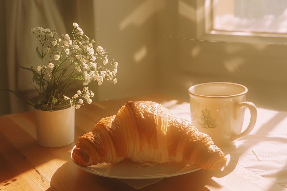 Croissant bread food cup.
