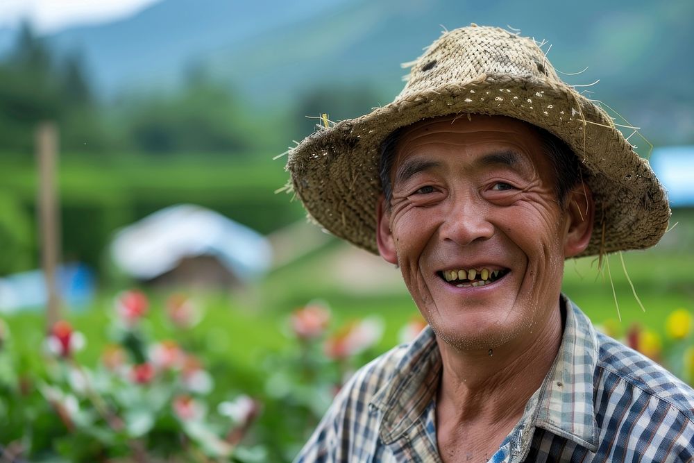 Farmer smiling adult smile.