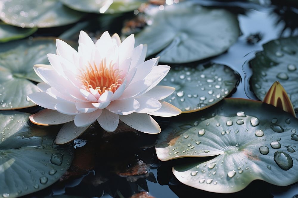 Folding lotus on water outdoors blossom nature.
