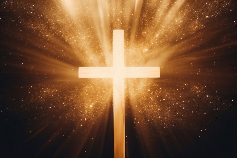 Golden chirstian cross symbol spirituality catholicism.