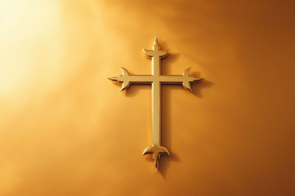 Golden chirstian cross symbol spirituality architecture.