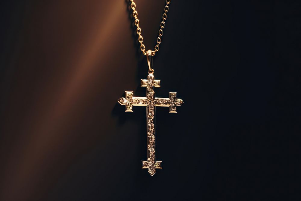 Golden chirstian cross symbol accessories accessory.