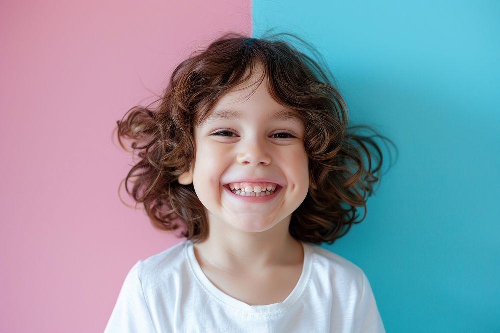 Kid portrait smiling child.