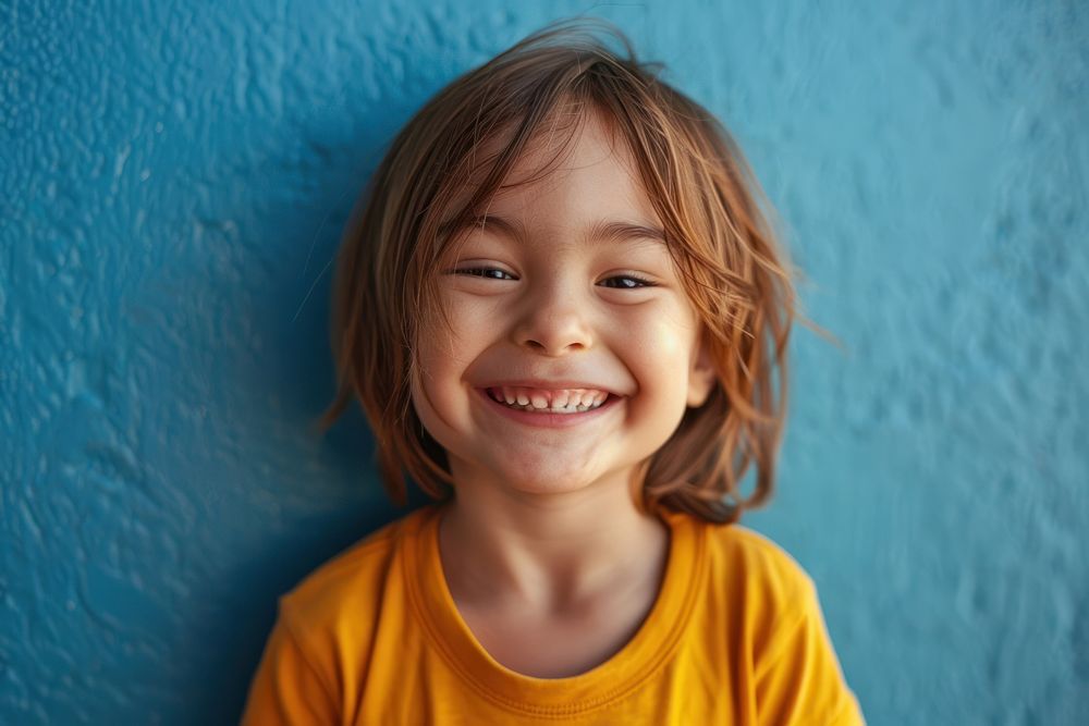 Kid portrait smiling child.