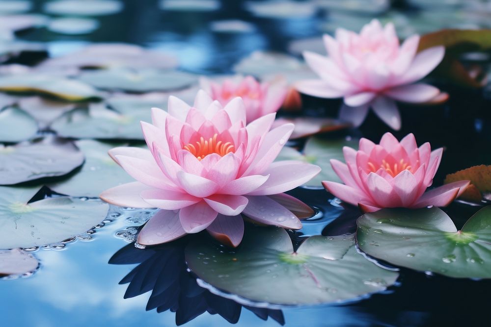 Lotus on water outdoors blossom nature.
