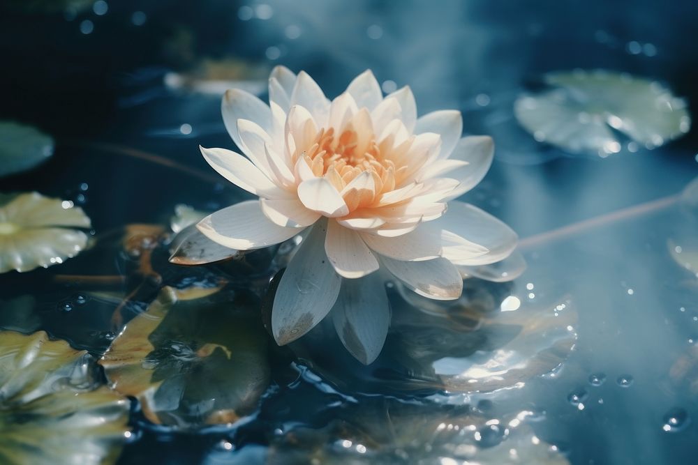 Lotus on water flower petal plant.