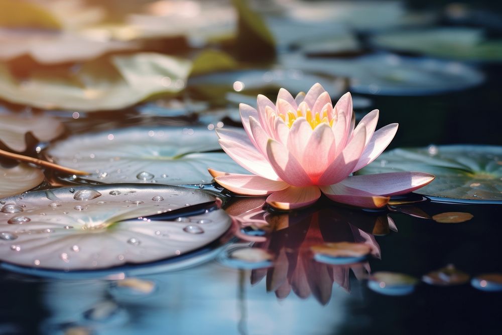 Lotus on water outdoors blossom flower.