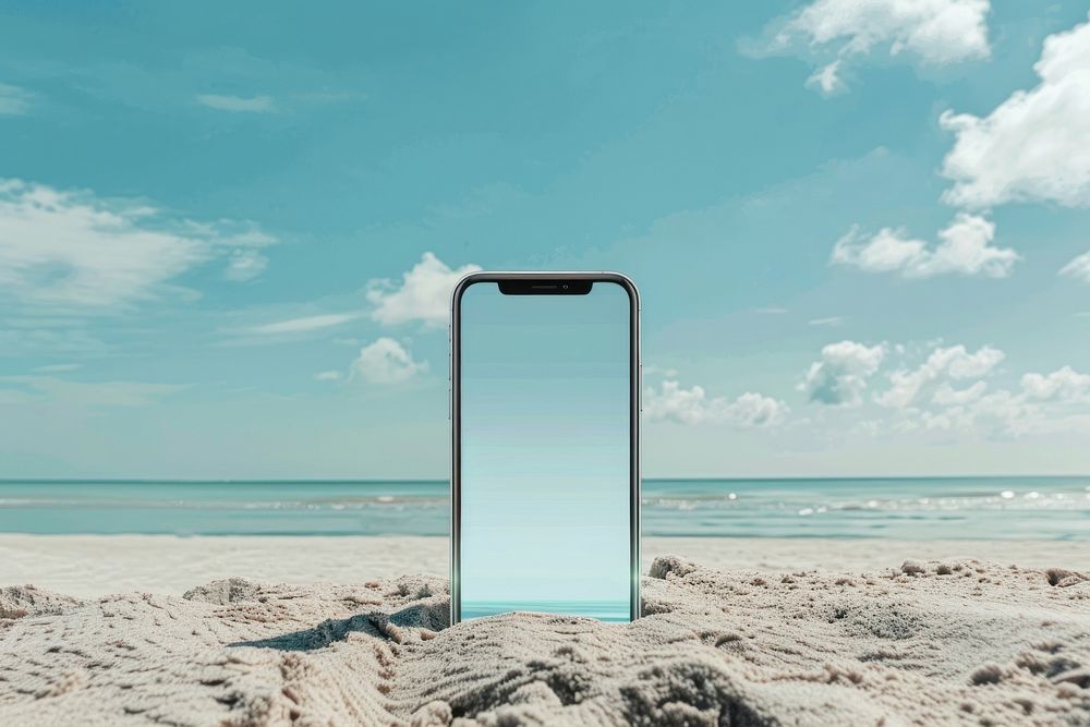 Phone beach outdoors horizon.
