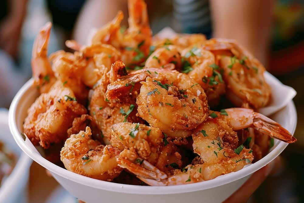 Seafood shrimp fried meat.