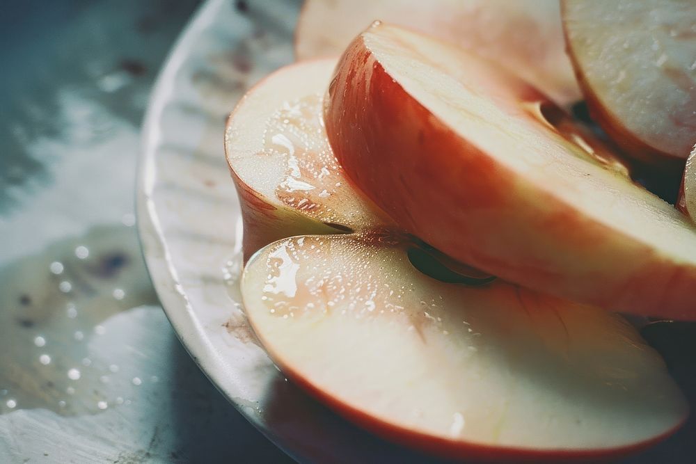Sliced apple dish fruit plant food.
