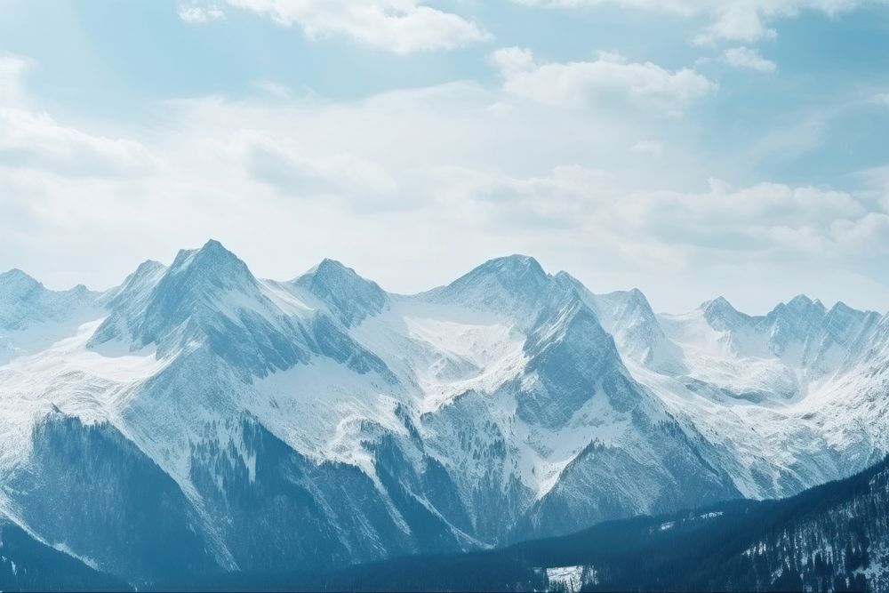 Snow mountain range landscape panoramic outdoors.