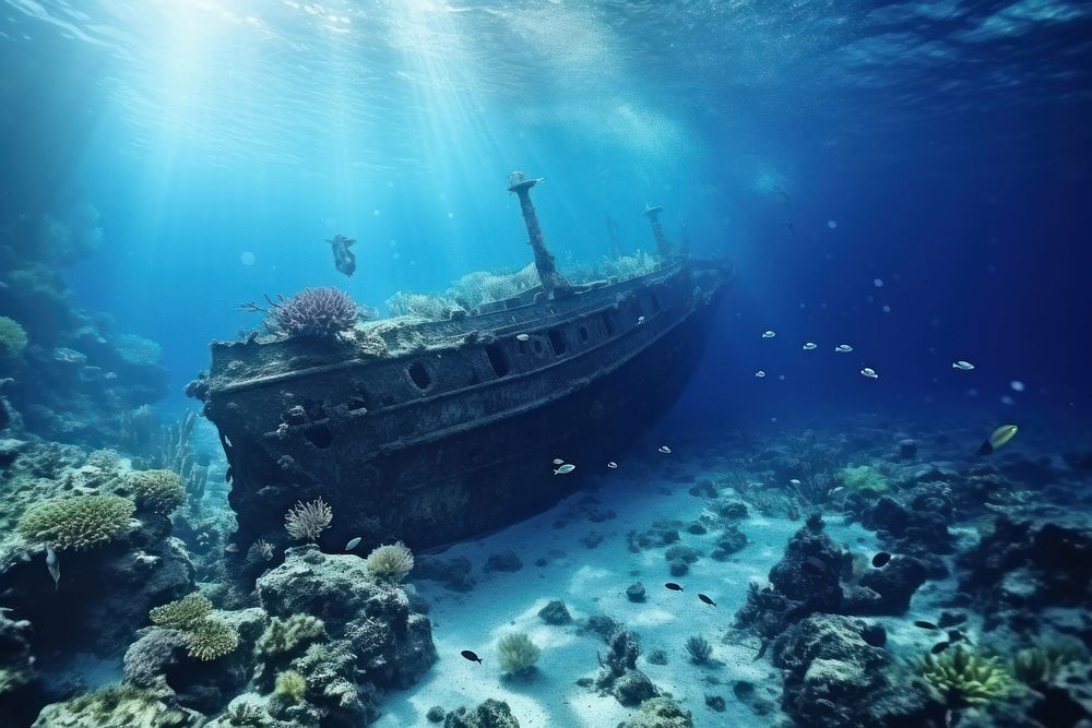 Underwater ancient ship sank shipwreck outdoors vehicle.
