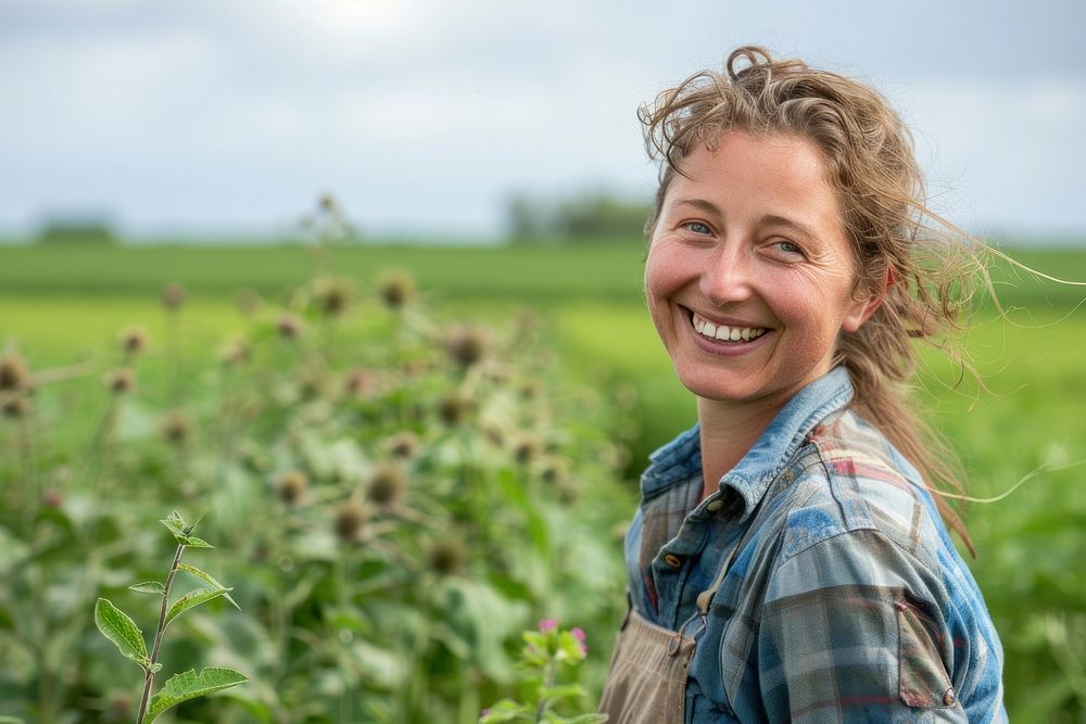 Woman farmer outdoors portrait smiling.