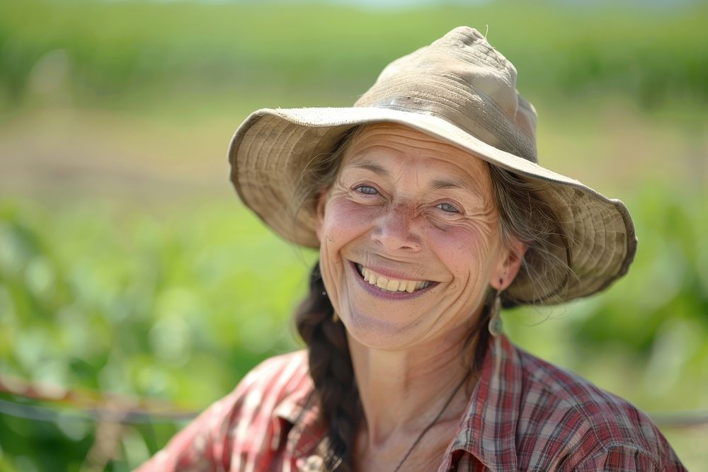 Woman farmer portrait outdoors smiling.
