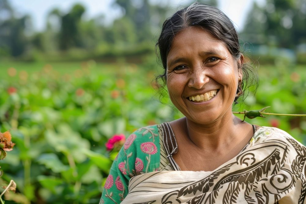 Woman farmer smiling adult smile.