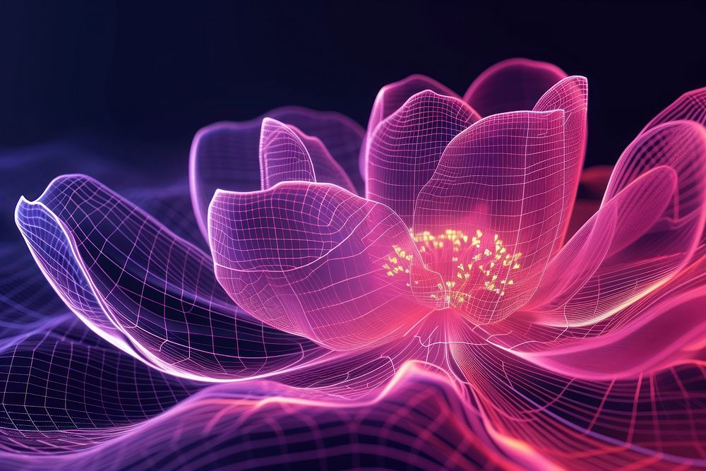 Neon flower wireframe boder light backgrounds abstract.