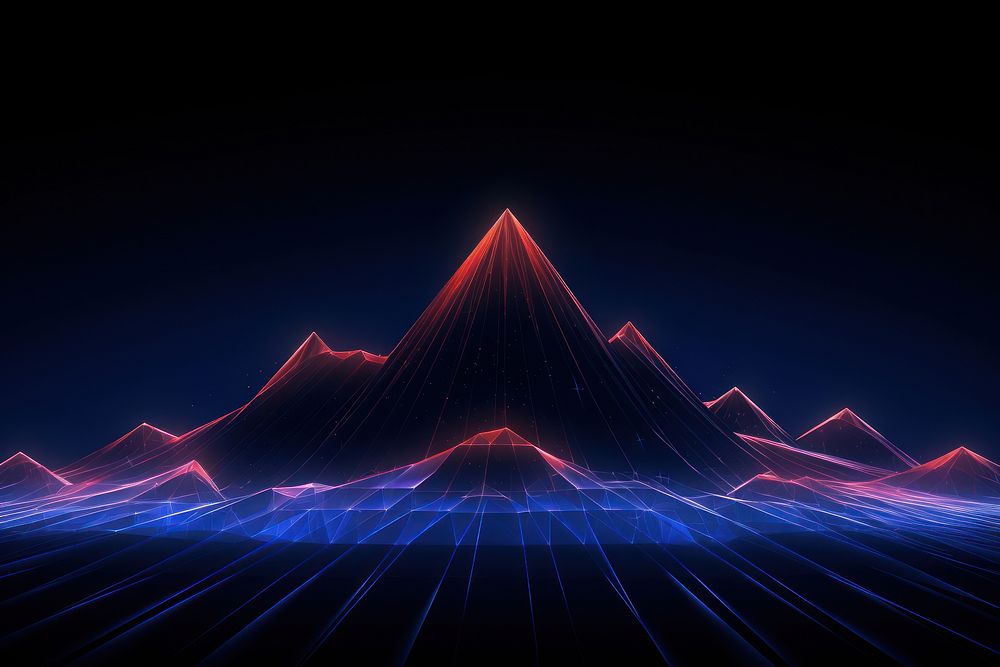 Neon mountain wireframe border light backgrounds abstract.