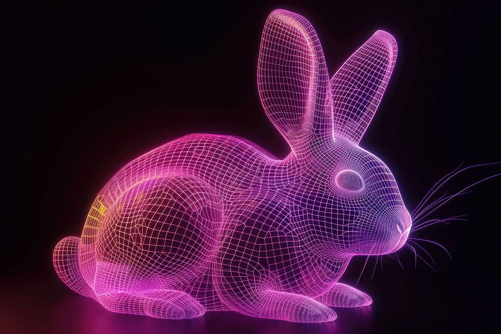 Neon rabbit butterfly light pattern animal.