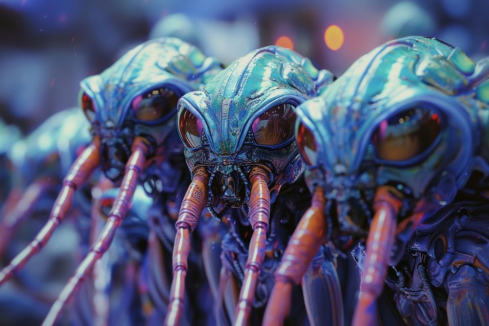 Airbrush art an bug aliens army invertebrate electronics outdoors.