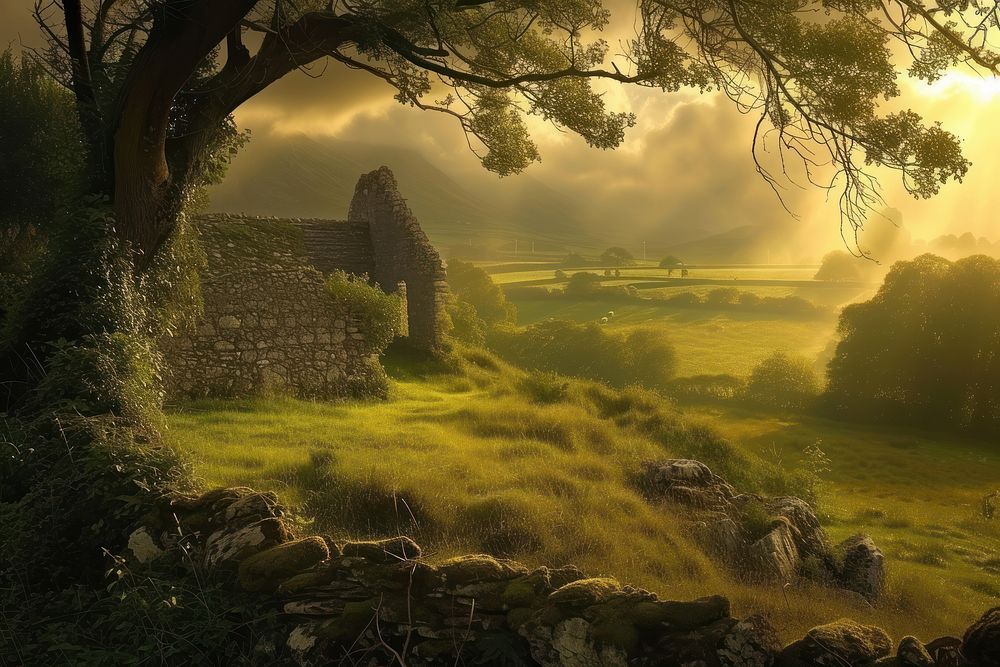 Ireland architecture landscape sunlight.