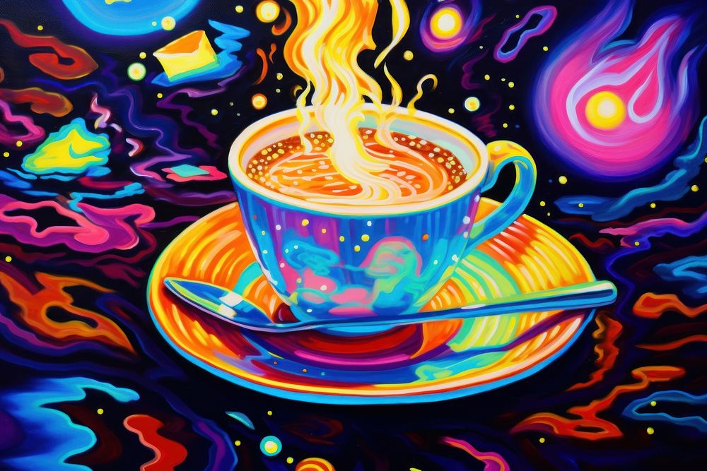 Coffee painting saucer drink.
