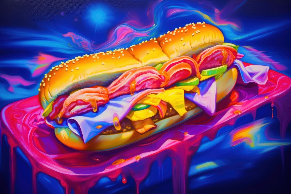 Hotdog purple food hamburger.