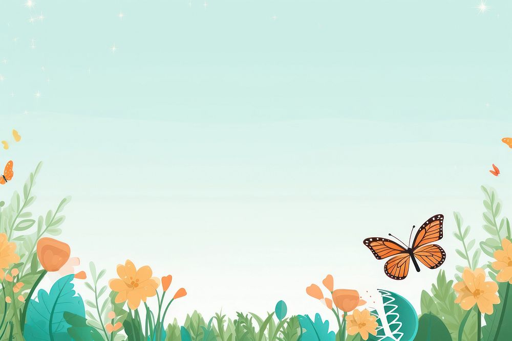 Butterfly and garden background backgrounds outdoors cartoon.