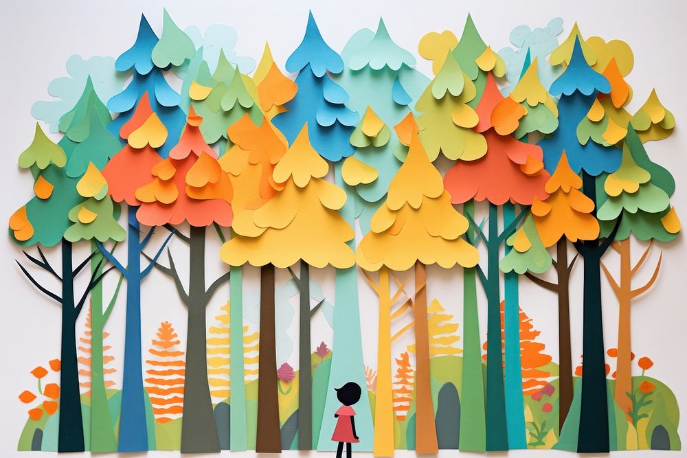 Forest painting paper art.