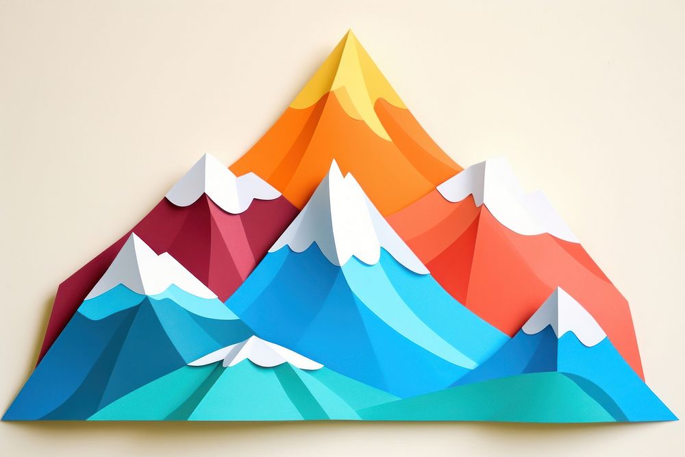 Snow mountain origami paper art.