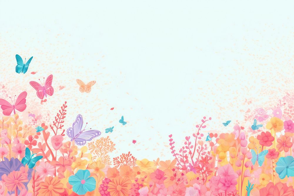 Butterfly and flower border backgrounds outdoors pattern.
