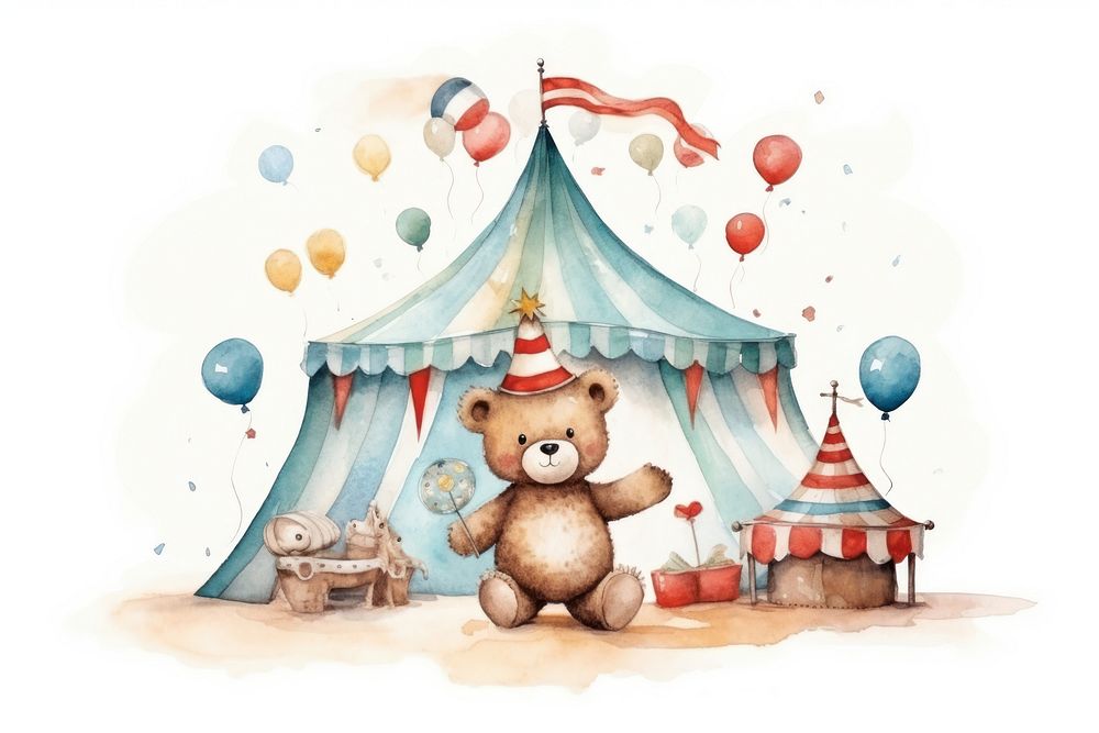 Bear circus doodle balloon cartoon cute.